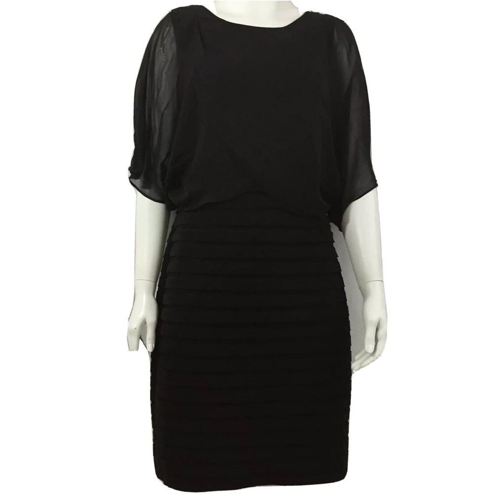 Adrianna Papell LBD Black Cocktail Stretch Dress Sz 6 MSRP $160 NWT